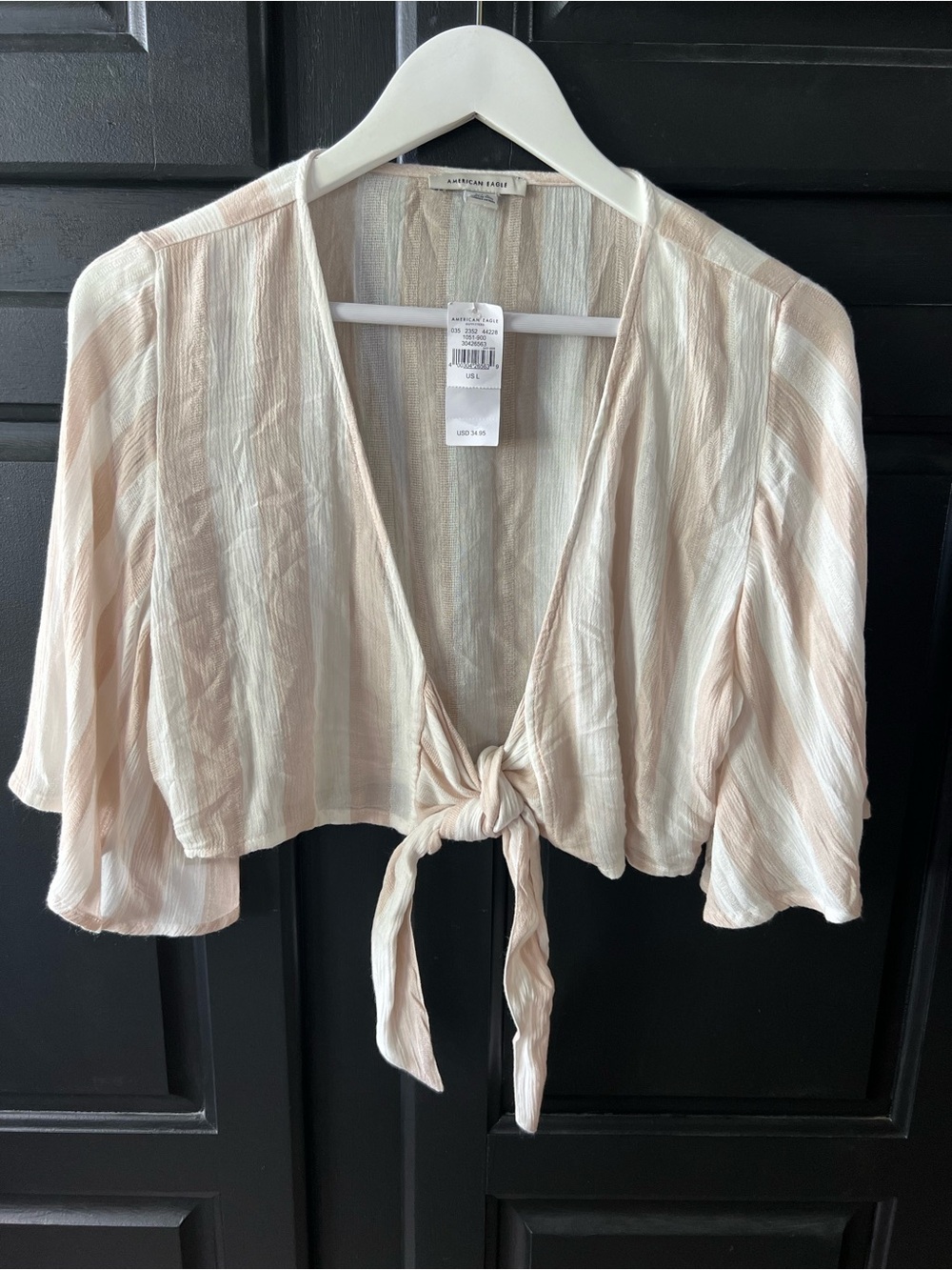 American Eagle Striped Front Tie Large Shirt New With Tags